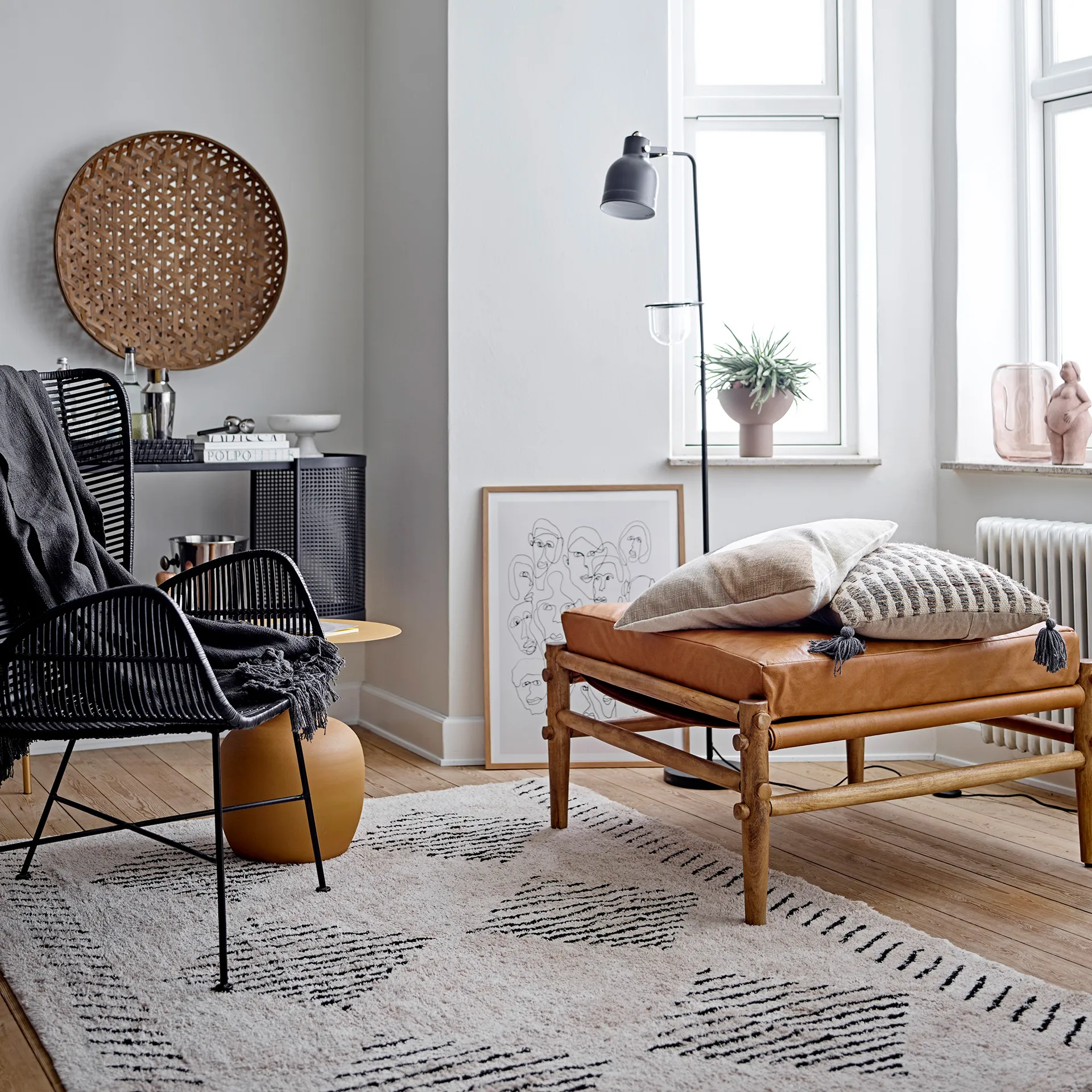 Jegor patterned ラグ  140x200 cm, nature Bloomingville | ブルーミングヴィル