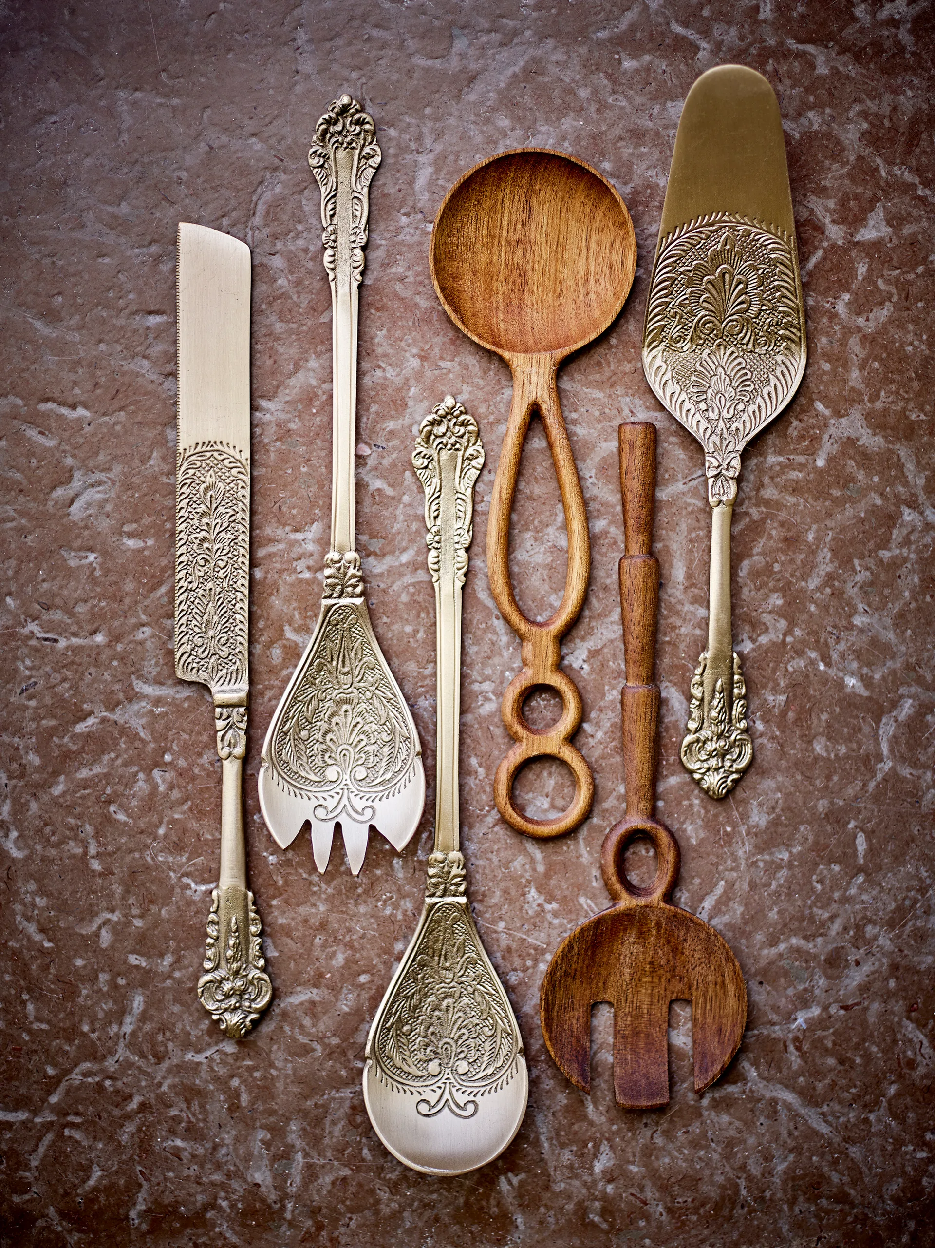 Kalima サラダサーバー 2個セット, Brass Bloomingville | ブルーミングヴィル