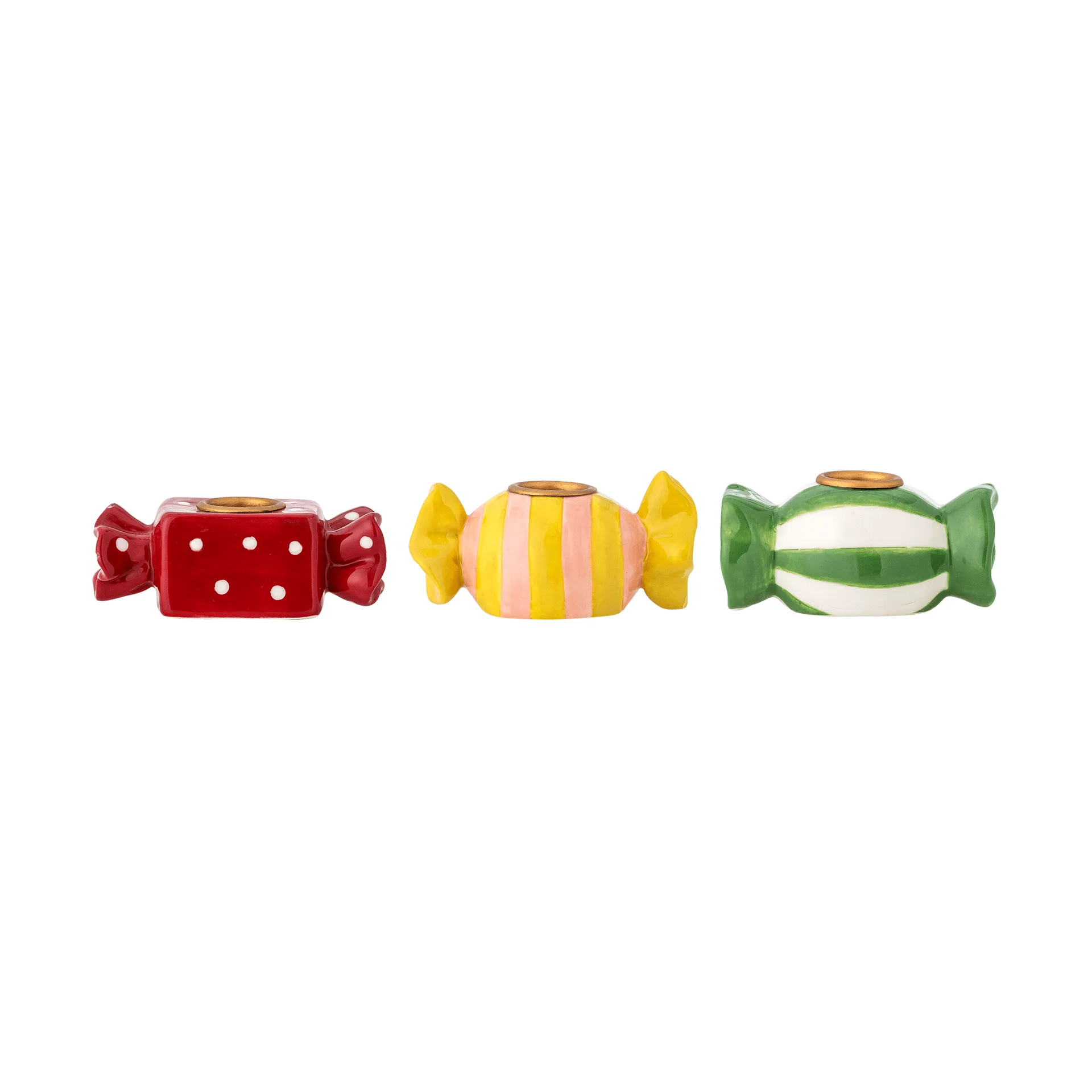 Leiano キャンドルホルダー, Yellow-red-green, 3 pieces, 10 cm Bloomingville | ブルーミングヴィル