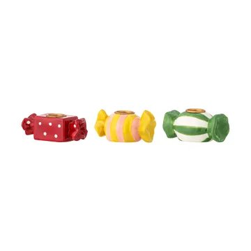 Leiano キャンドルホルダー - Yellow-red-green, 3 pieces, 10 cm - Bloomingville | ブルーミングヴィル