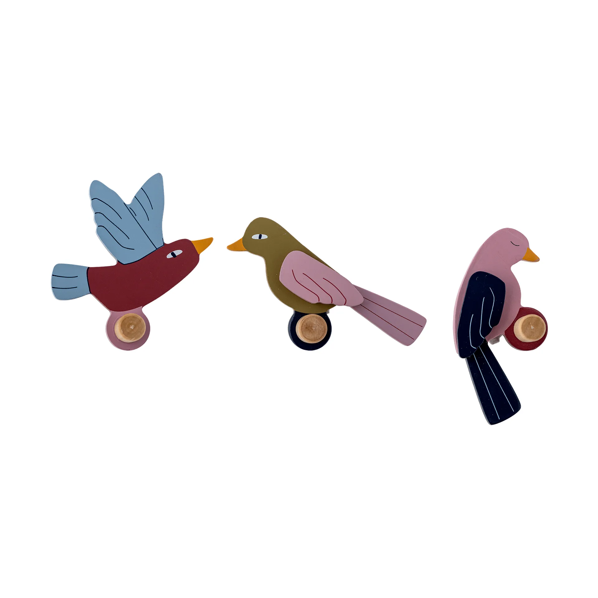 Lewi フック 3個セット, Birds, blue-pink Bloomingville | ブルーミングヴィル