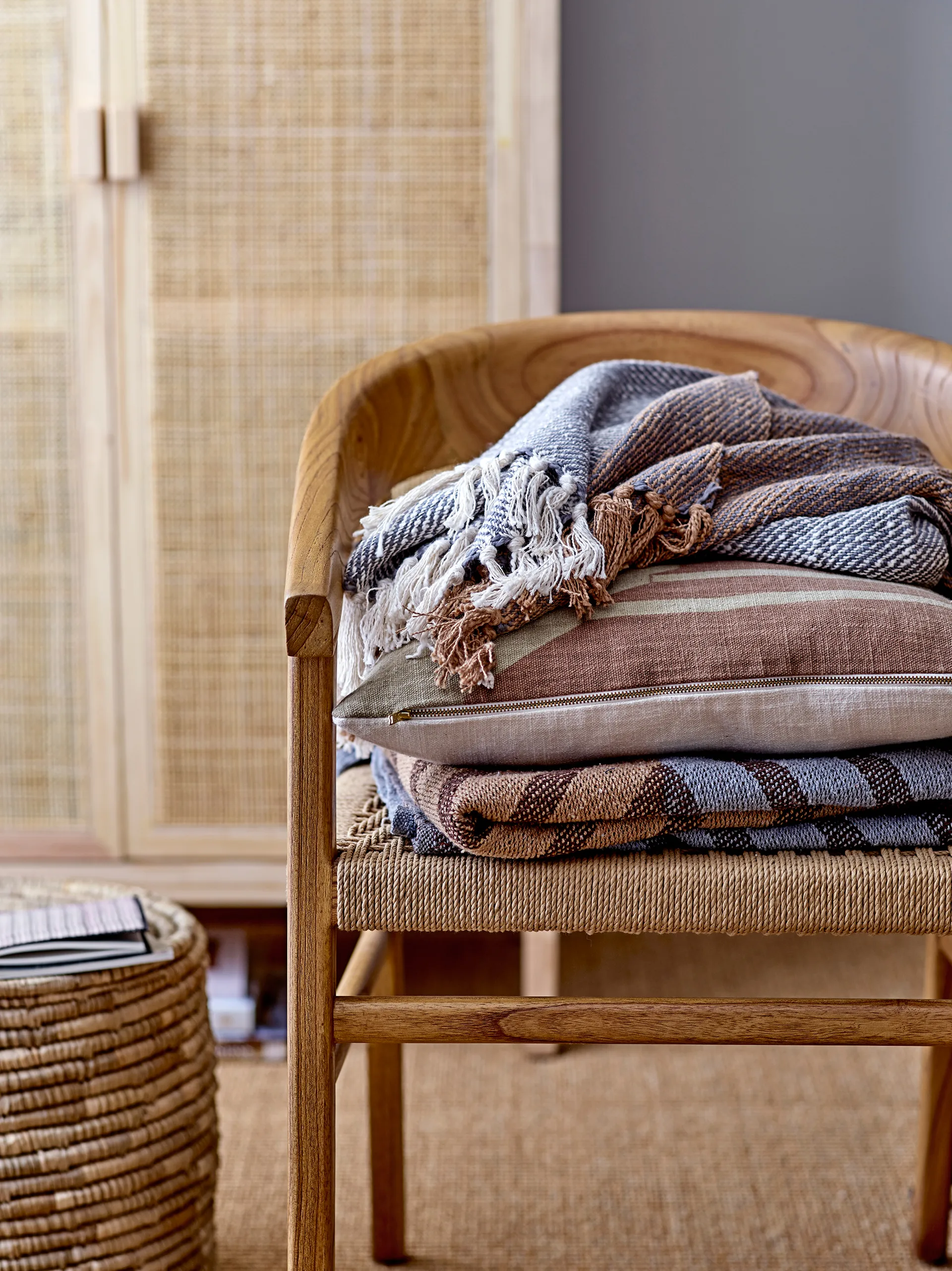 Lin 収納バスケット 蓋つき 2ピース, Natural Bloomingville | ブルーミングヴィル