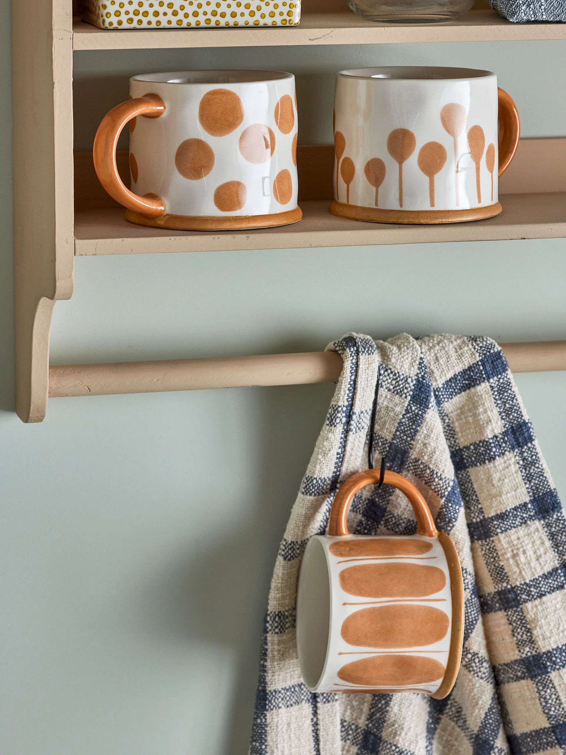 Linora マグ 450 ml 3個, White-brown Bloomingville | ブルーミングヴィル