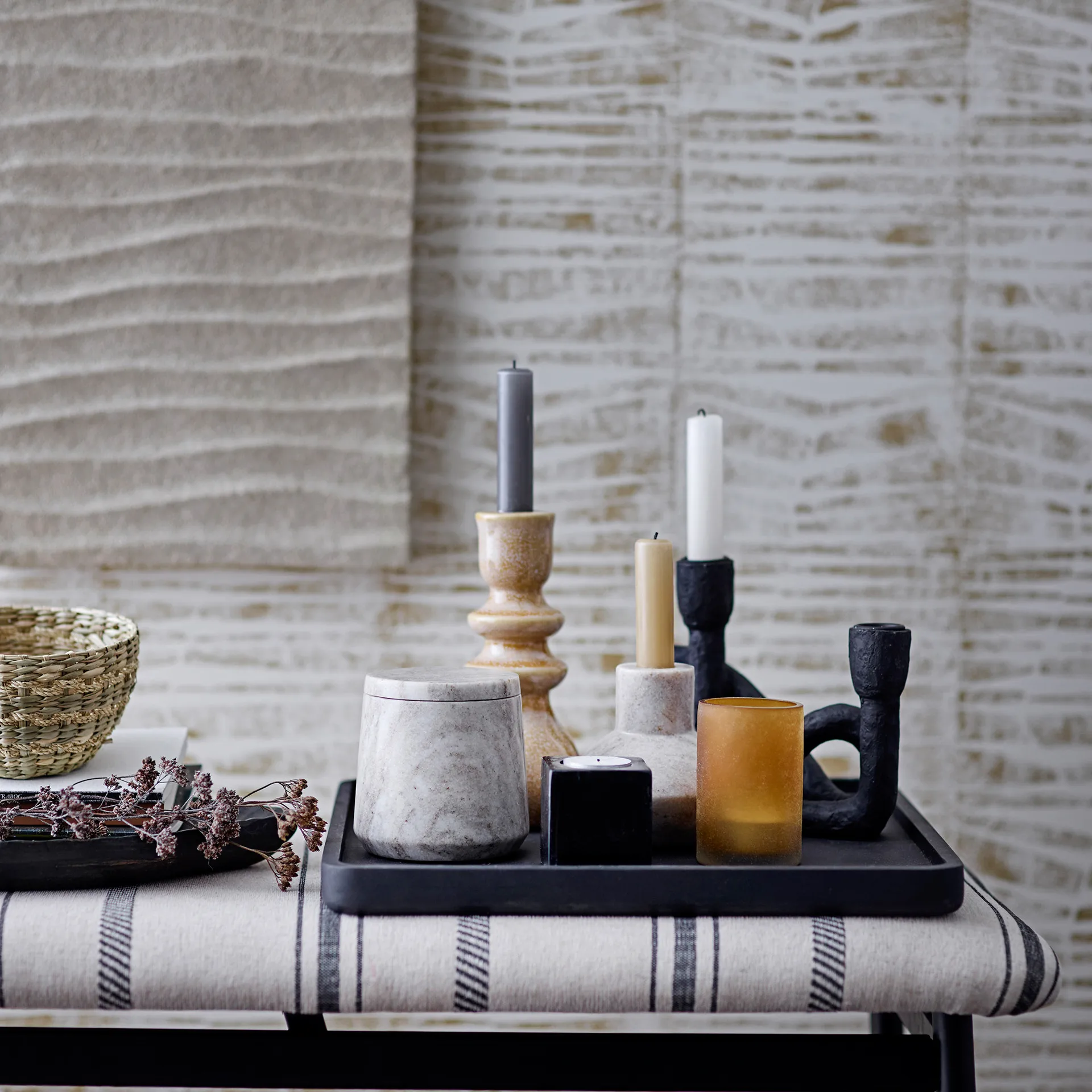 Mashel キャンドルスティック 16.5 cm, black Bloomingville | ブルーミングヴィル