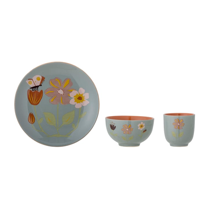 Meadow キッズ用ディナー食器 ストーンウェア 3つセット  - Flowers - Bloomingville | ブルーミングヴィル