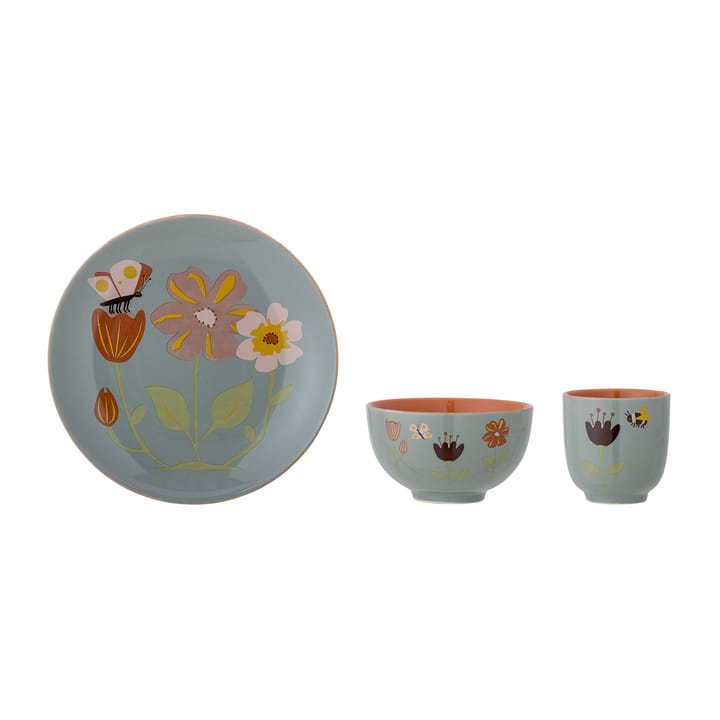 Meadow キッズ用ディナー食器 ストーンウェア 3つセット , Flowers Bloomingville | ブルーミングヴィル