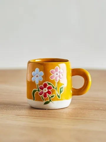 Millie カップ 110 ml - Yellow, flowers - Bloomingville | ブルーミングヴィル