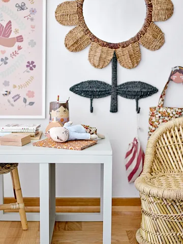 Nabiya フック付きミラー 56x74 cm - Natural - Bloomingville | ブルーミングヴィル