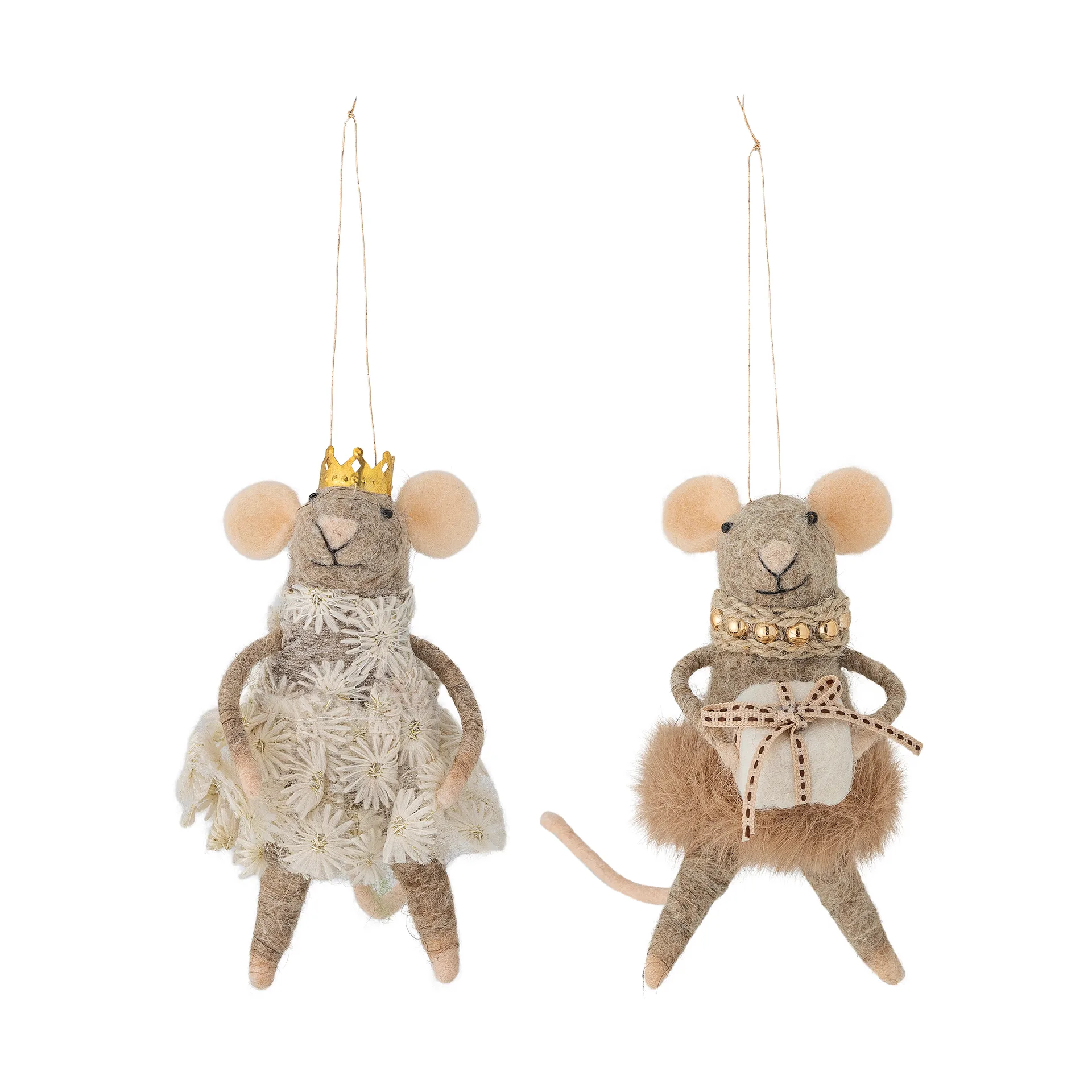 Peo クリスマスツリーデコレーション ウール 2ピース, Brown Bloomingville | ブルーミングヴィル