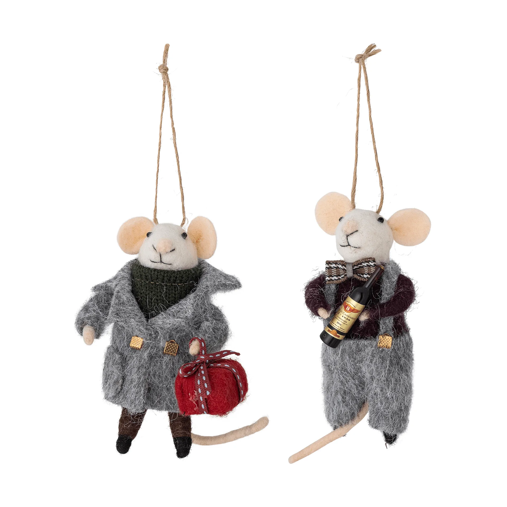 Peo クリスマスツリーデコレーション ウール 2ピース, Grey-black, 11 cm Bloomingville | ブルーミングヴィル