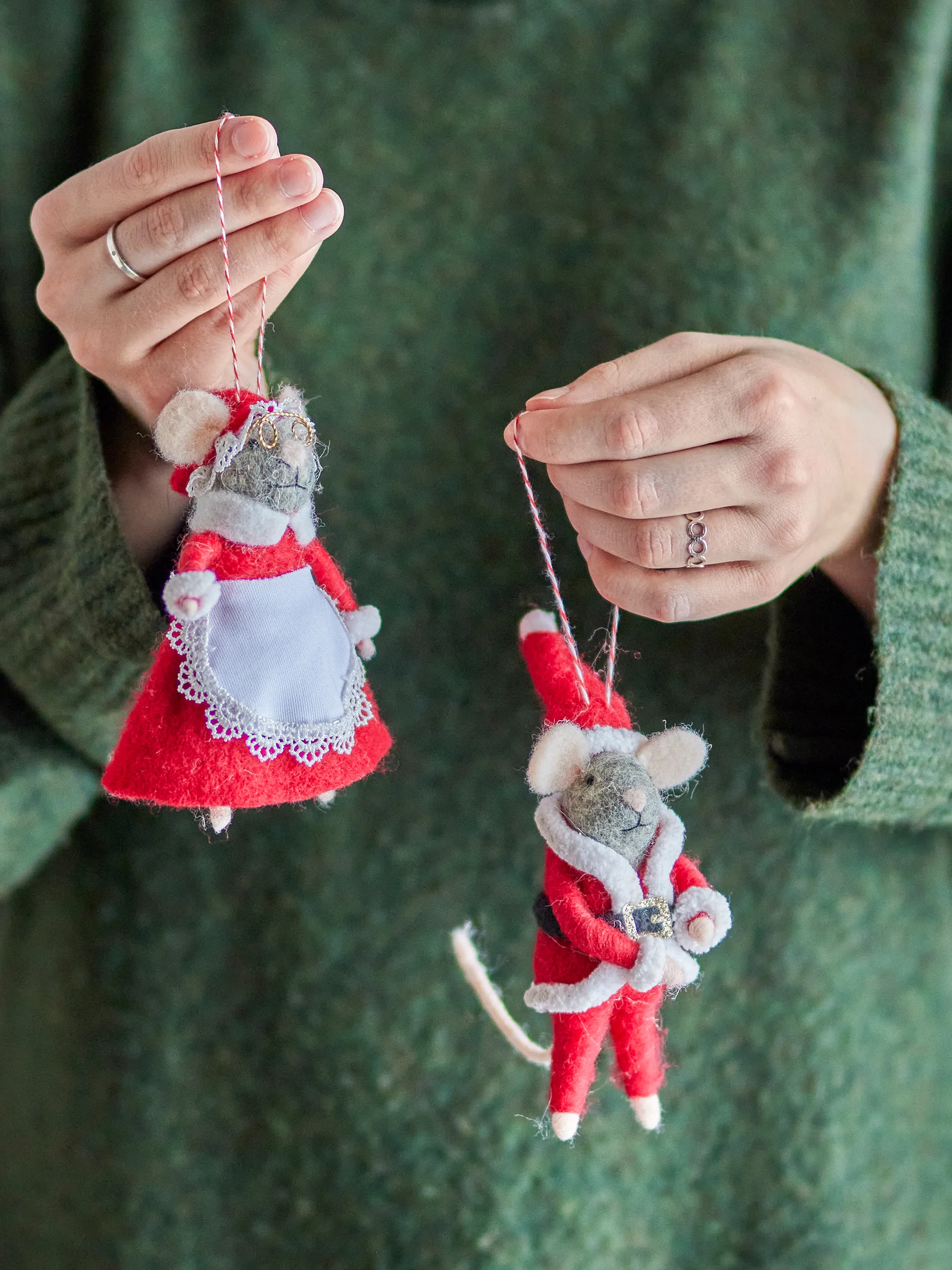 Peo クリスマスツリーデコレーション ウール 2ピース, Red Bloomingville | ブルーミングヴィル