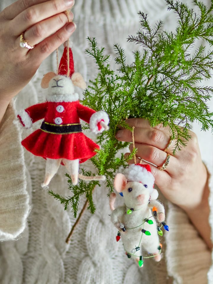 Peo クリスマスオーナメント ねずみ 2ピース, White-red Bloomingville | ブルーミングヴィル