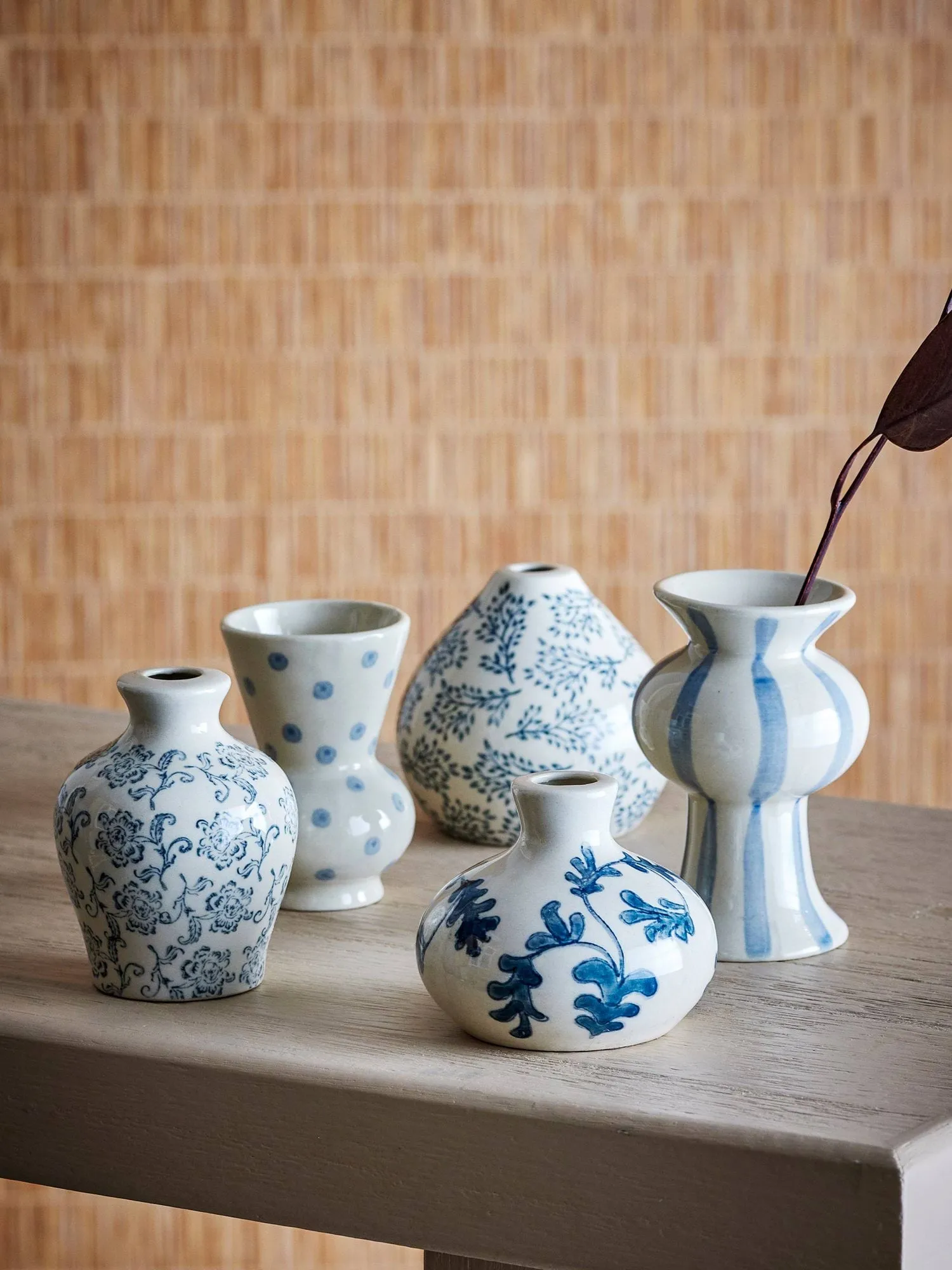 Quinto 花瓶, Blue stoneware, 5 pieces Bloomingville | ブルーミングヴィル