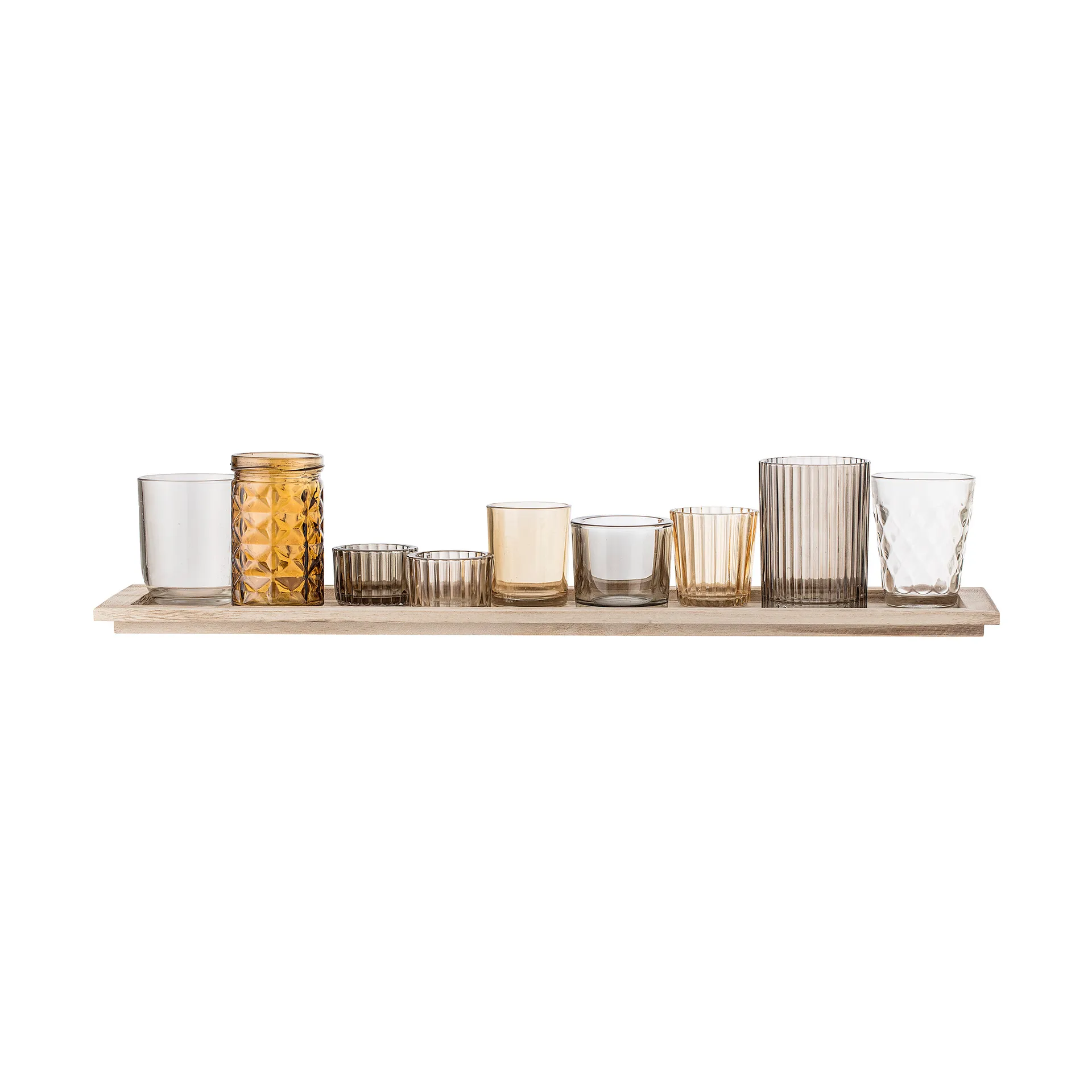 Sanga トレイ & キャンドルホルダー 10ピース, Brown Bloomingville | ブルーミングヴィル