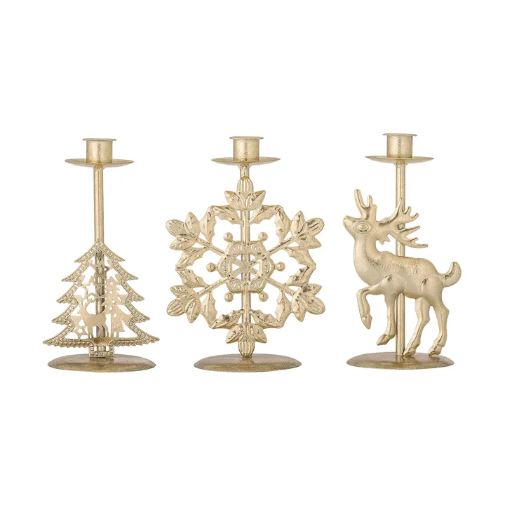 Sauda ljusstake - Gold, 3 pieces, 20 cm - Bloomingville | ブルーミングヴィル