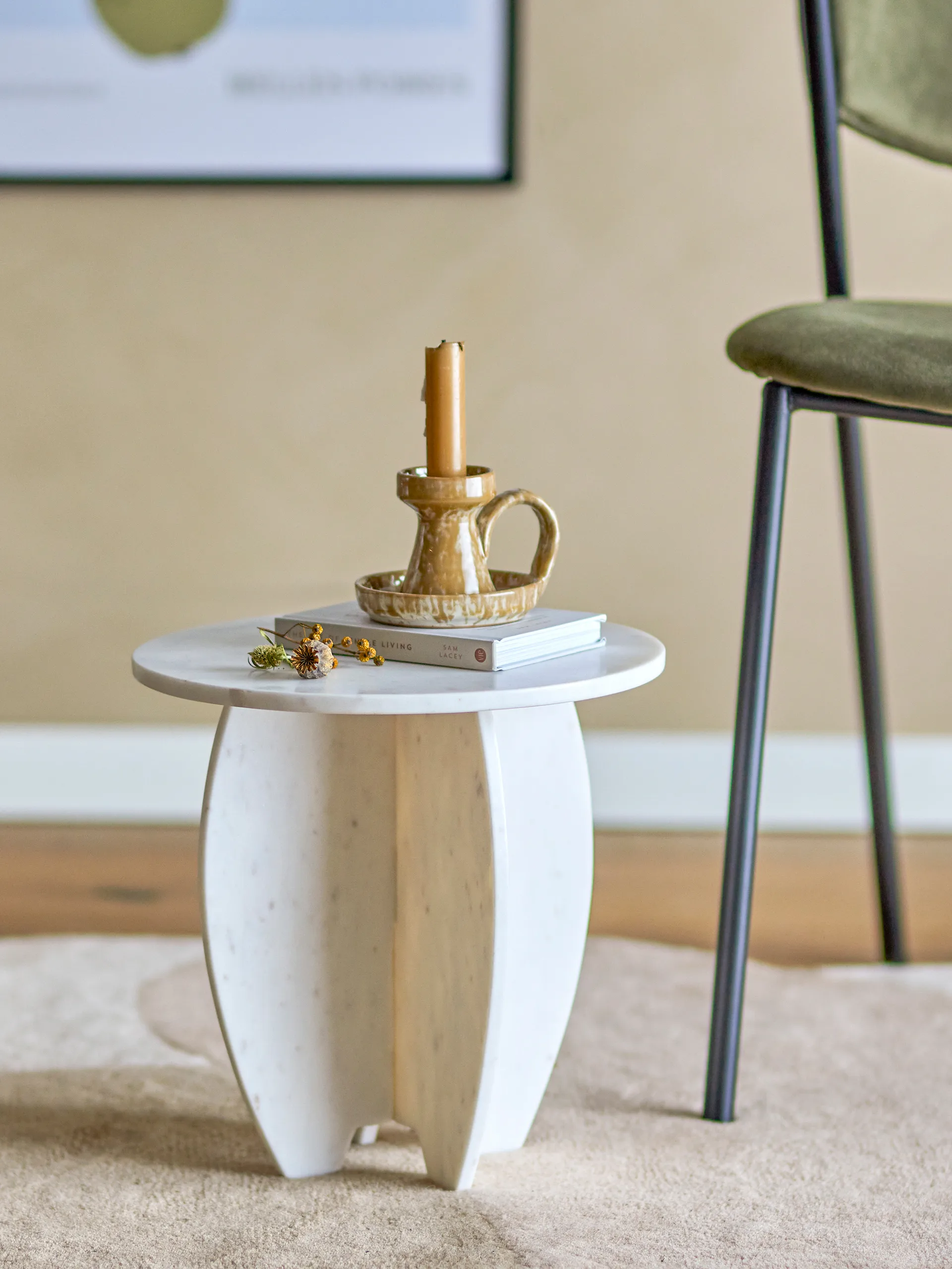 Sendai ペデスタル Ø30,5x31 cm, White marble Bloomingville | ブルーミングヴィル