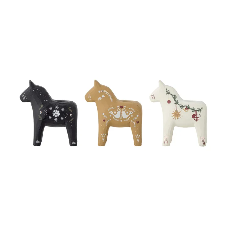 Siffer ljusstake - Black-brown-white, 3 pieces, 10 cm - Bloomingville | ブルーミングヴィル