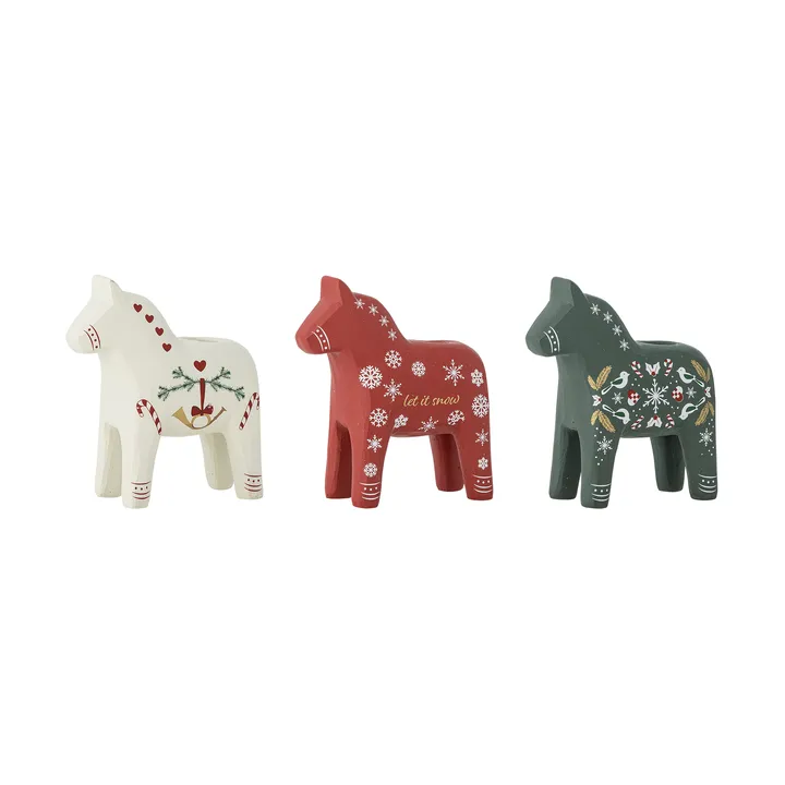 Siffer ljusstake - White-red-green, 3 pieces, 10 cm - Bloomingville | ブルーミングヴィル