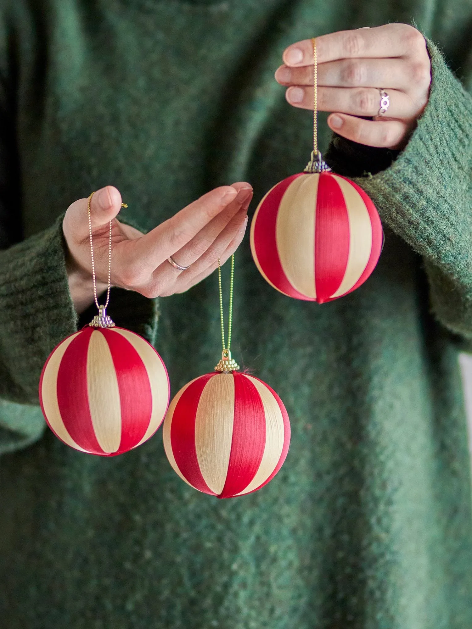 Wynn クリスマスオーナメント, Red, 3-pack, Ø8 cm Bloomingville | ブルーミングヴィル