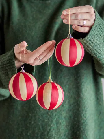Wynn クリスマスオーナメント - Red, 3-pack, Ø8 cm - Bloomingville | ブルーミングヴィル