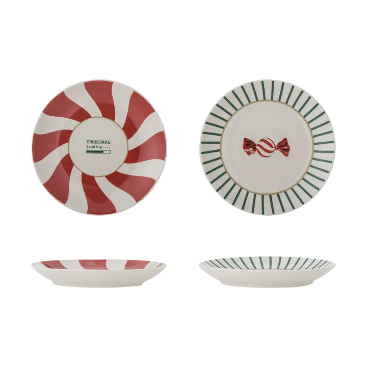 Yule assiett - Red-green, 2-piece set, Ø12.5 cm - Bloomingville | ブルーミングヴィル
