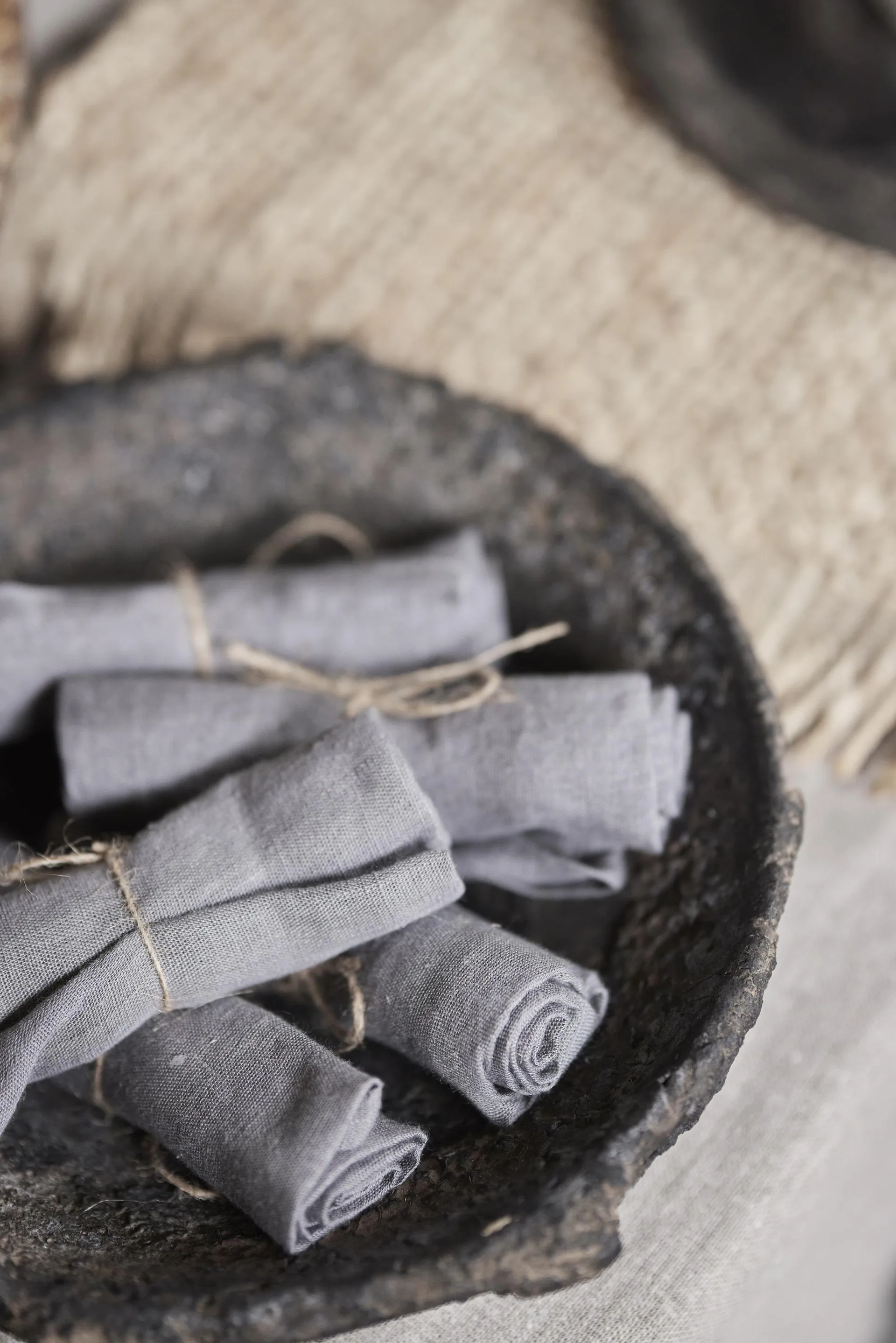 Mandela リネンナプキン 40x40 cm, Gray Boel & Jan | ボエル & ヤン