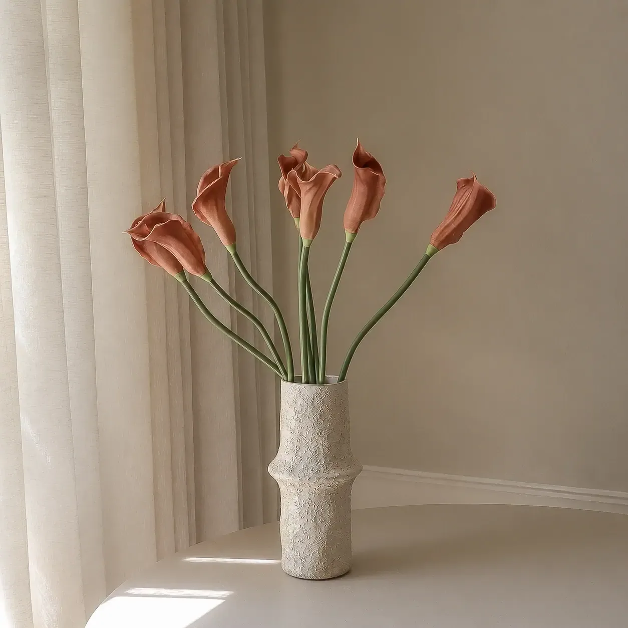 カラーリリー 人工ブーケ, ブラウン、62 cm、8点 Botané | ボタネ