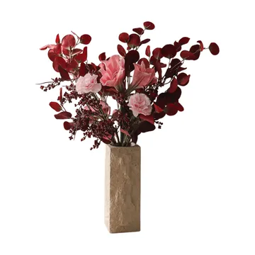 Burgundy blush artificial bouquet - Amaryllis, carnation, berry branches, eucalyptus, 84 cm - Botané | ボタネ