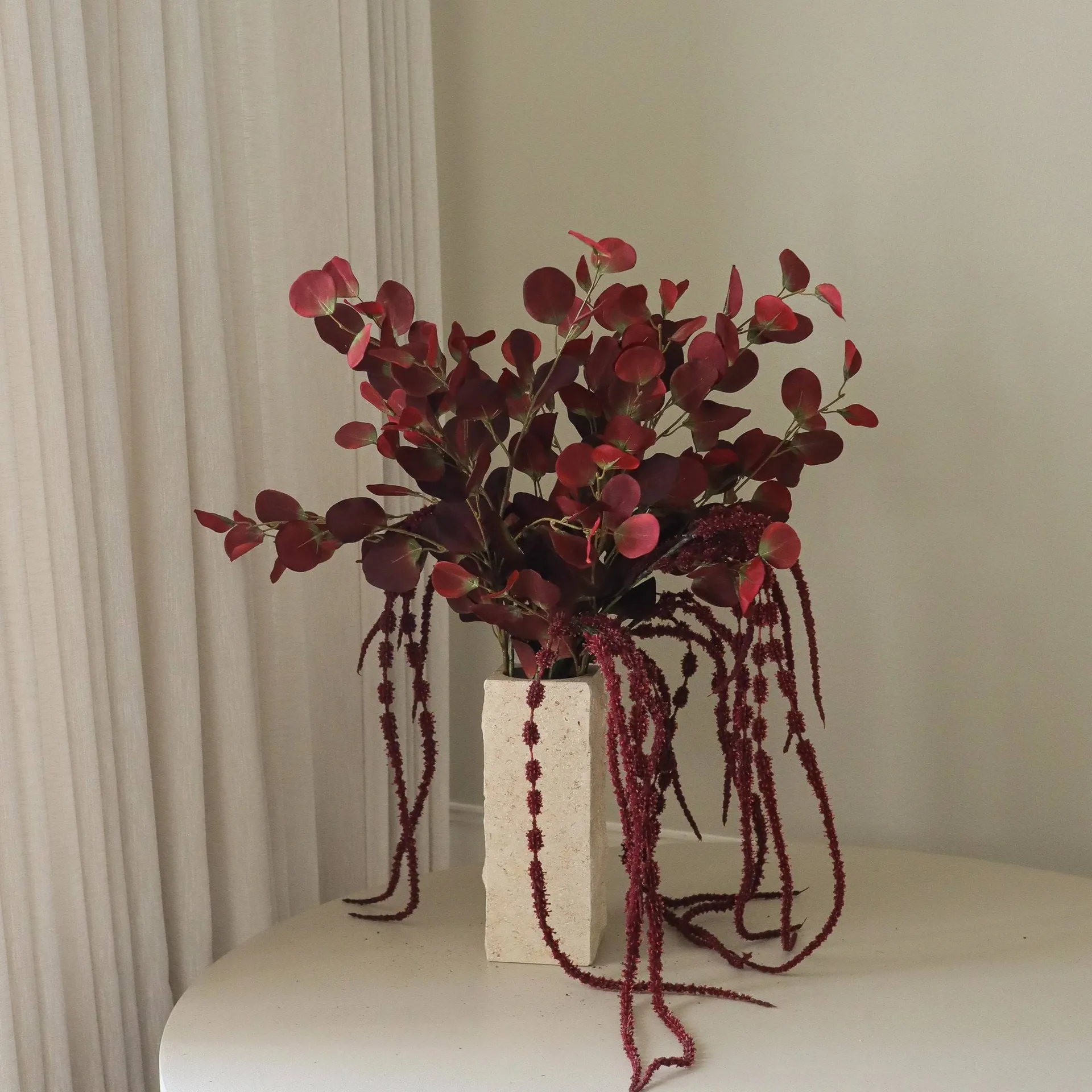 Burgundy veil artificial bouquet, Eucalyptus, amaranth, 84 cm Botané | ボタネ