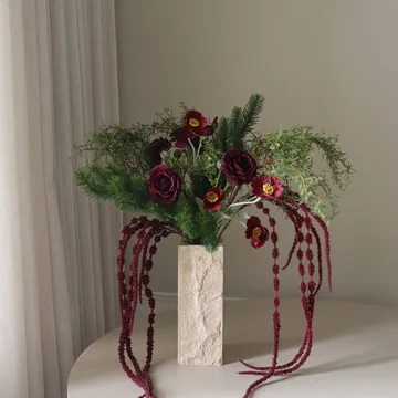 Burnt bloom artificial bouquet - Ranunculus, poppy, allium, amaranth, 90 cm - Botané | ボタネ