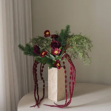 Burnt bloom artificial bouquet - Ranunculus, poppy, allium, amaranth, 90 cm - Botané | ボタネ
