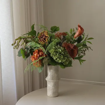 Cedar Grove 人工ブーケ - アジサイ・半サボテンダリア・カラー、90 cm、14本 - Botané | ボタネ