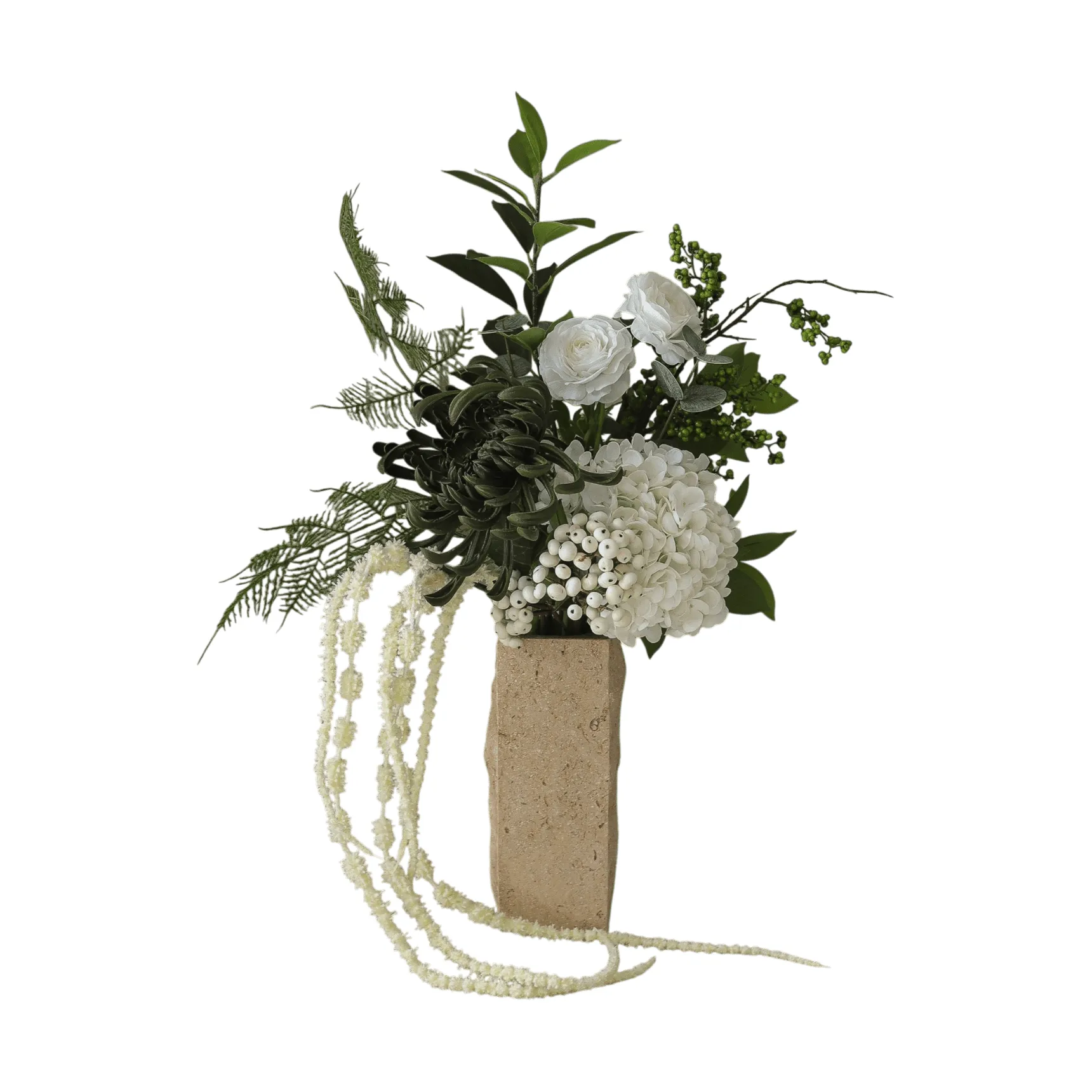 Green veil 人工ブーケ, Ranunculus, hydrangea, amaranth, 85 cm Botané | ボタネ