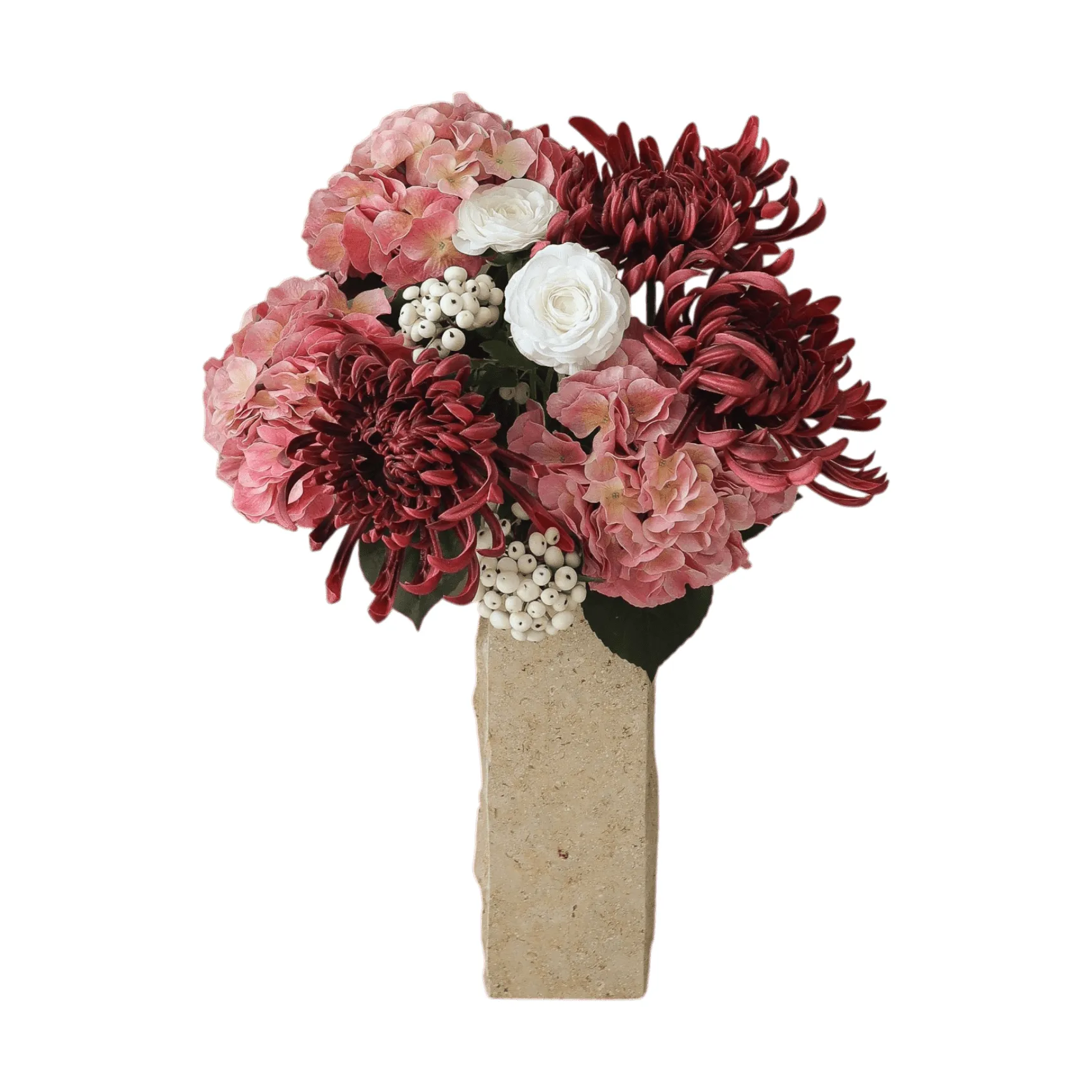 Rose reverie 人工ブーケ, Hydrangea, spider chrysanthemum, ranunculus, 77 cm Botané | ボタネ