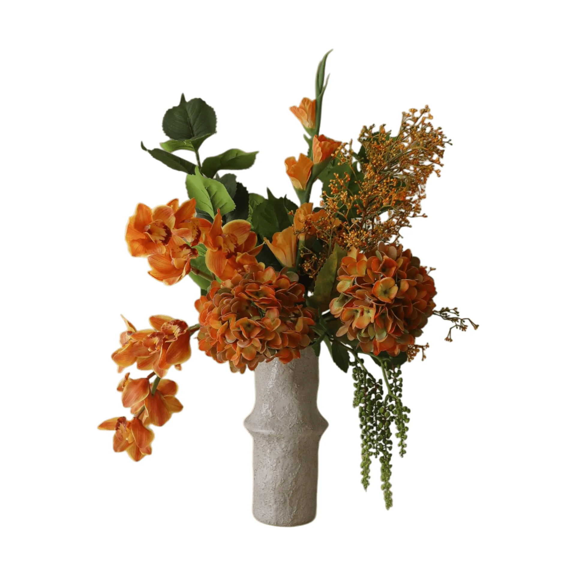 The Orangery 人工ブーケ, シンビジウム蘭・グラジオラス・アジサイ、85 cm、10点 Botané | ボタネ