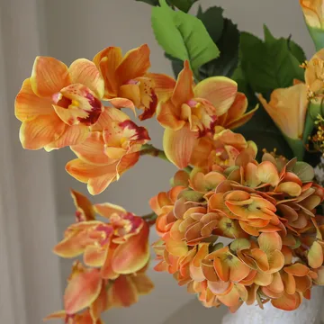The Orangery 人工ブーケ - シンビジウム蘭・グラジオラス・アジサイ、85 cm、10点 - Botané | ボタネ