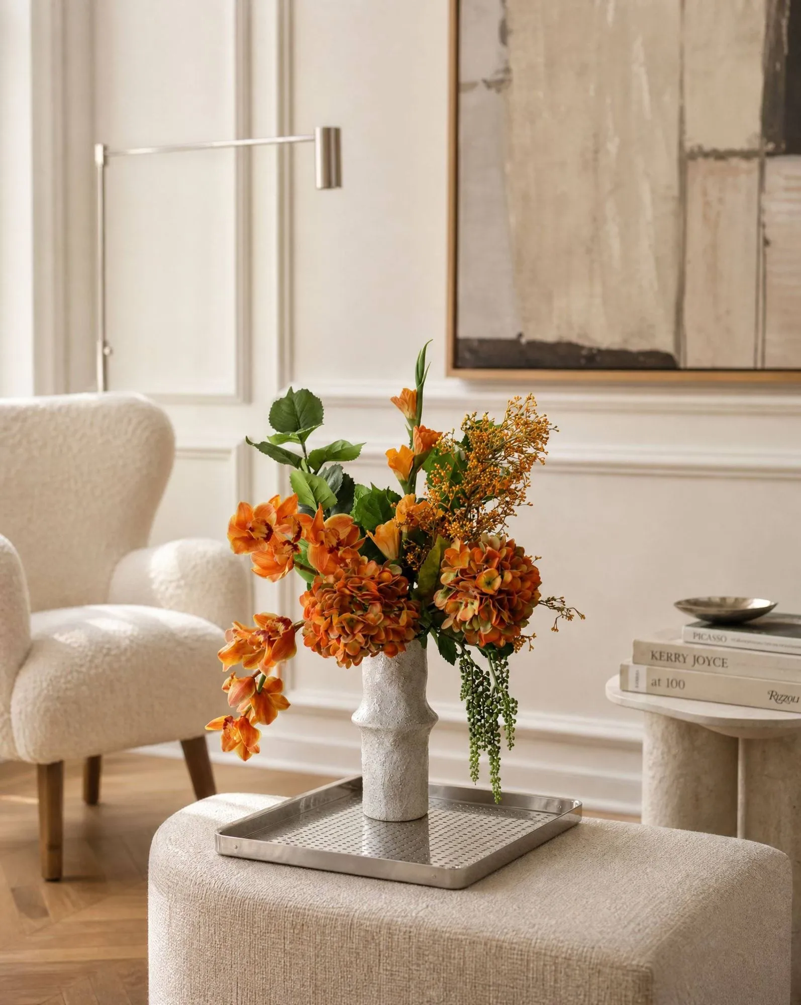 The Orangery 人工ブーケ, シンビジウム蘭・グラジオラス・アジサイ、85 cm、10点 Botané | ボタネ