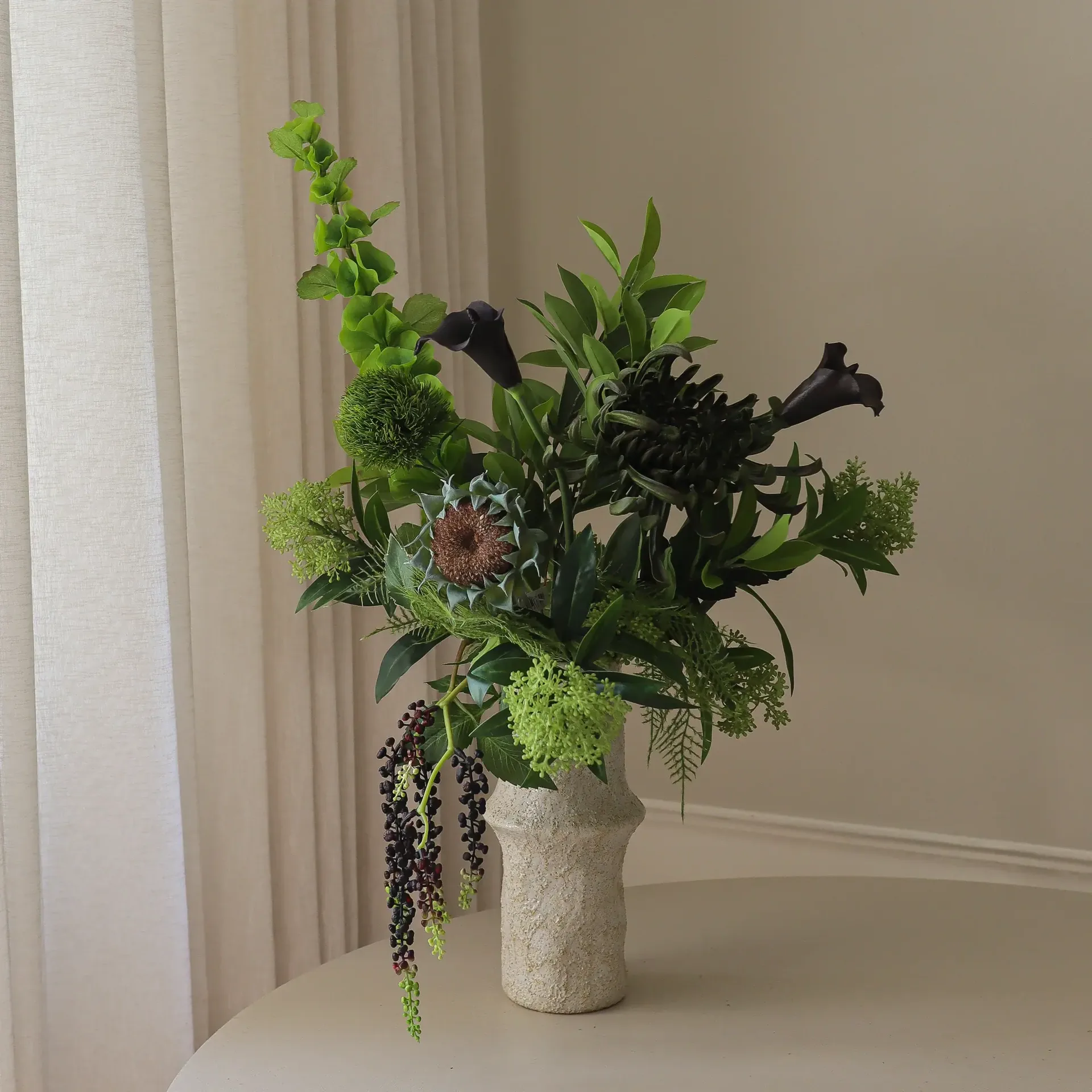Verdant Noir 人工ブーケ, カラー・スパイダークリサンセマム・オータムサンフラワー、92 cm、13本 Botané | ボタネ
