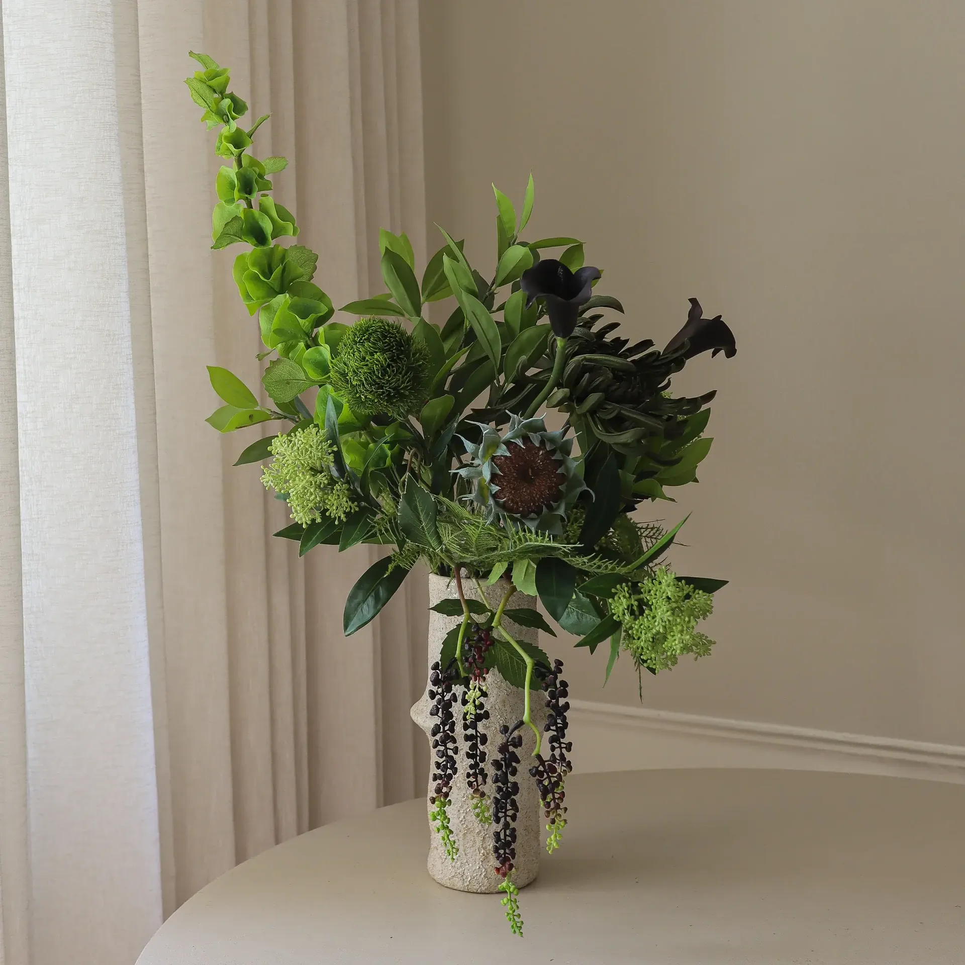 Verdant Noir 人工ブーケ, カラー・スパイダークリサンセマム・オータムサンフラワー、92 cm、13本 Botané | ボタネ
