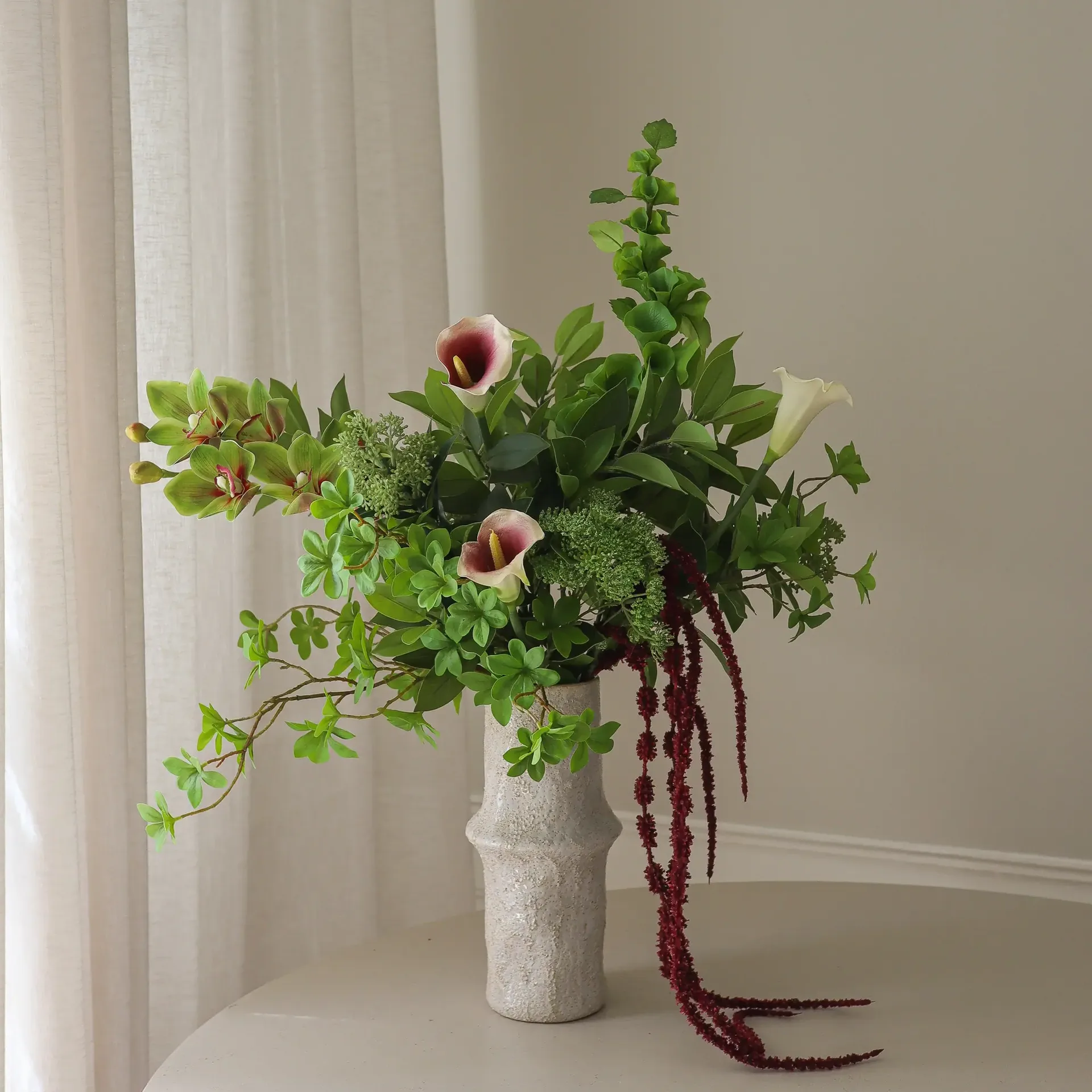 Wild Grove 人工ブーケ, カラー・シンビジウムオーキッド・ワイルドキャロット、112 cm、16点 Botané | ボタネ