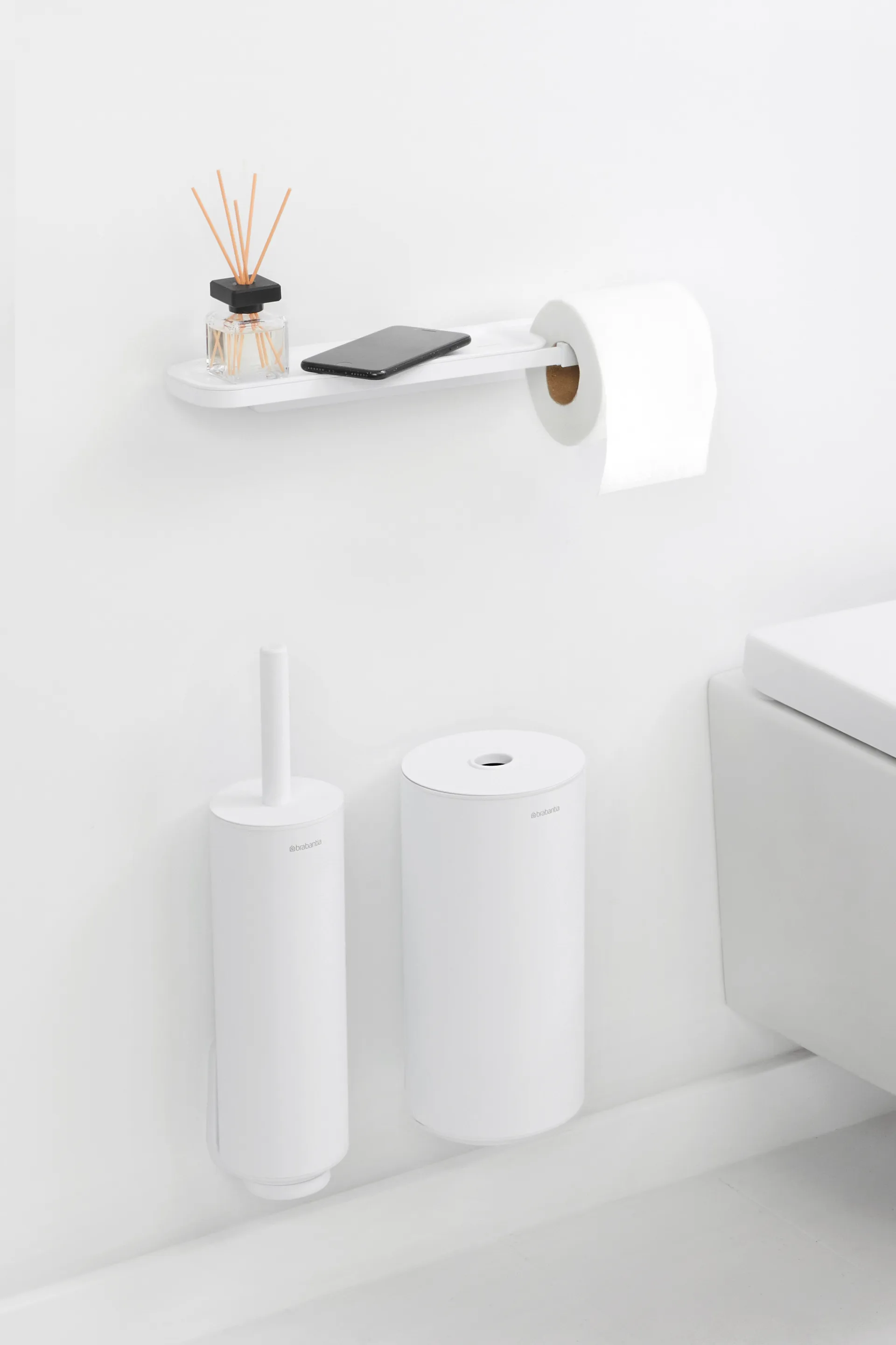 MindSet シェルフ付きトイレットペーパーホルダー, Mineral Fresh White Brabantia | ブラバンシア
