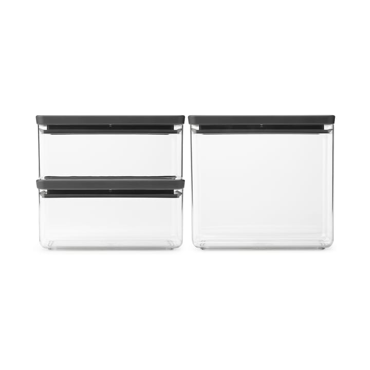 TASTY+ スタッカブル 保存容器 3 個セット 2x1.5 L+3.5 L - Dark grey - Brabantia | ブラバ�ンシア