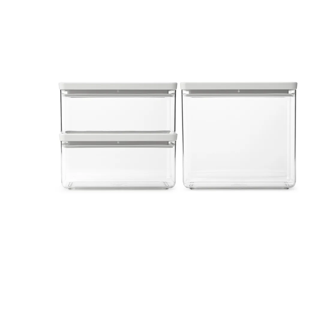 TASTY+ スタッカブル 保存容器 3 個セット 2x1.5 L+3.5 L, Light grey Brabantia | ブラバンシア
