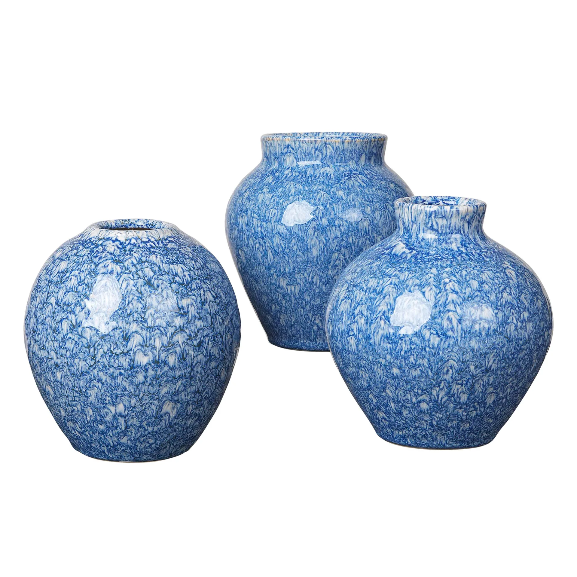 イングリッド セラミック 花瓶 14.5 cm 3パック, insignia blue-white Broste Copenhagen | ブロスト コペンハーゲン