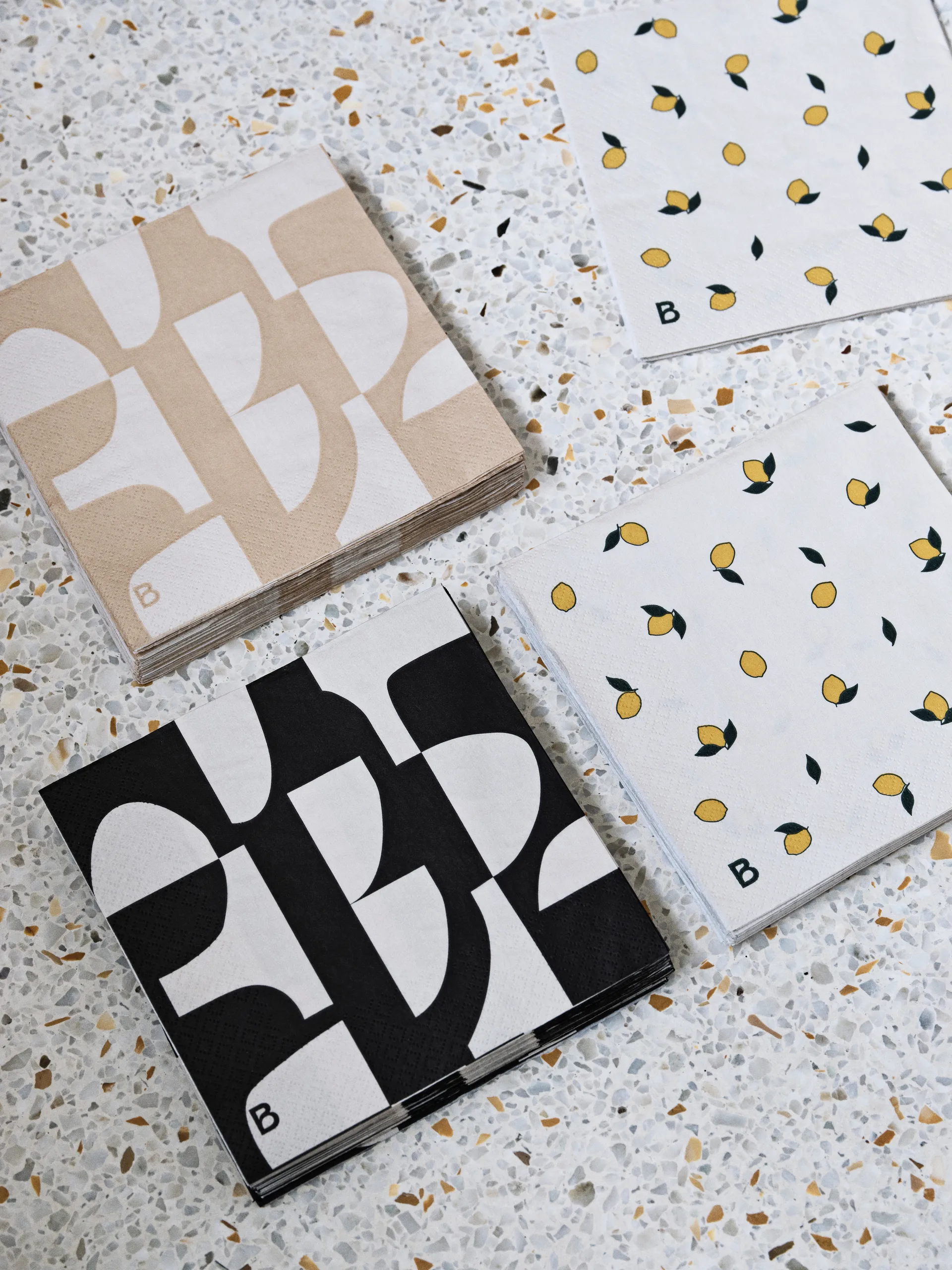 レモン ナプキン 33x33 cm 20枚セット, Off-white yellow Broste Copenhagen | ブロスト コペンハーゲン