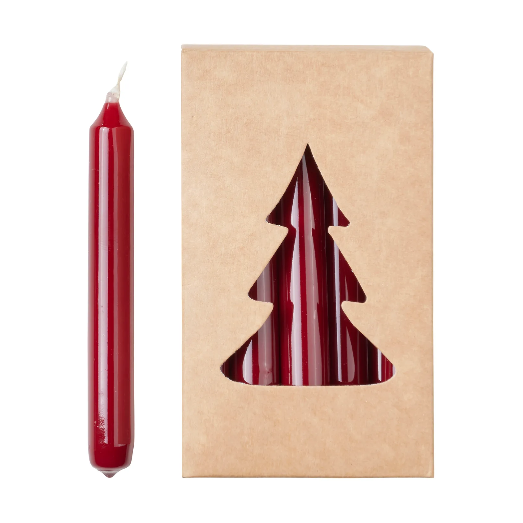 Broste クリスマスツリーキャンドル グロス仕上げ Ø1,2x10,2 cm 20本, Burgundy Broste Copenhagen | ブロスト コペンハーゲン