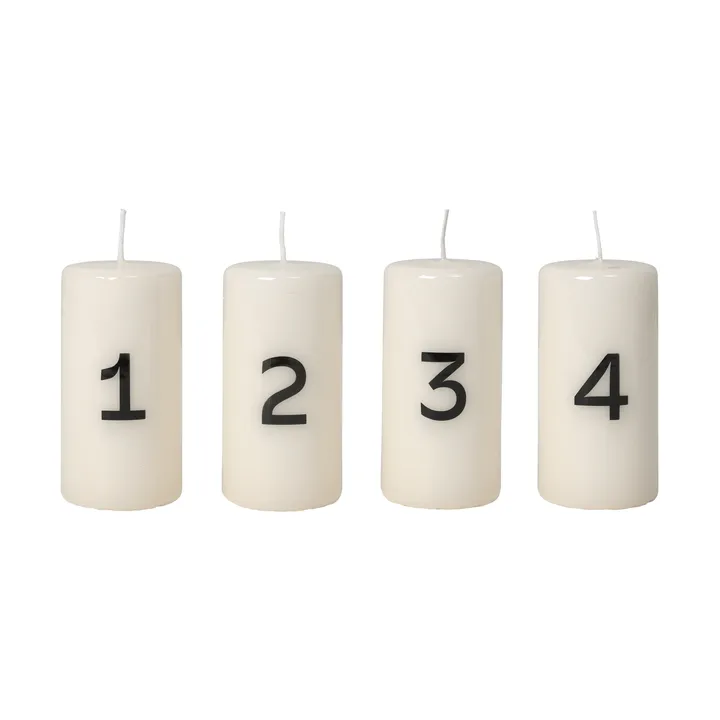 Broste アドベントキャンドル - White-Black, 4 pieces - Broste Copenhagen | ブロスト コペンハーゲン