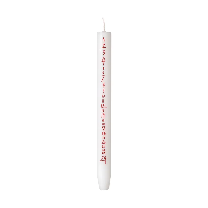Handwritten アドベントキャンドル - Pure White-Red - Broste Copenhagen | ブロスト コペンハーゲン
