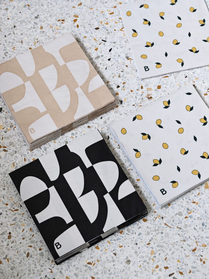 Lara ナプキン 33x33 cm 20枚セット, Black-off white Broste Copenhagen | ブロスト コペンハーゲン