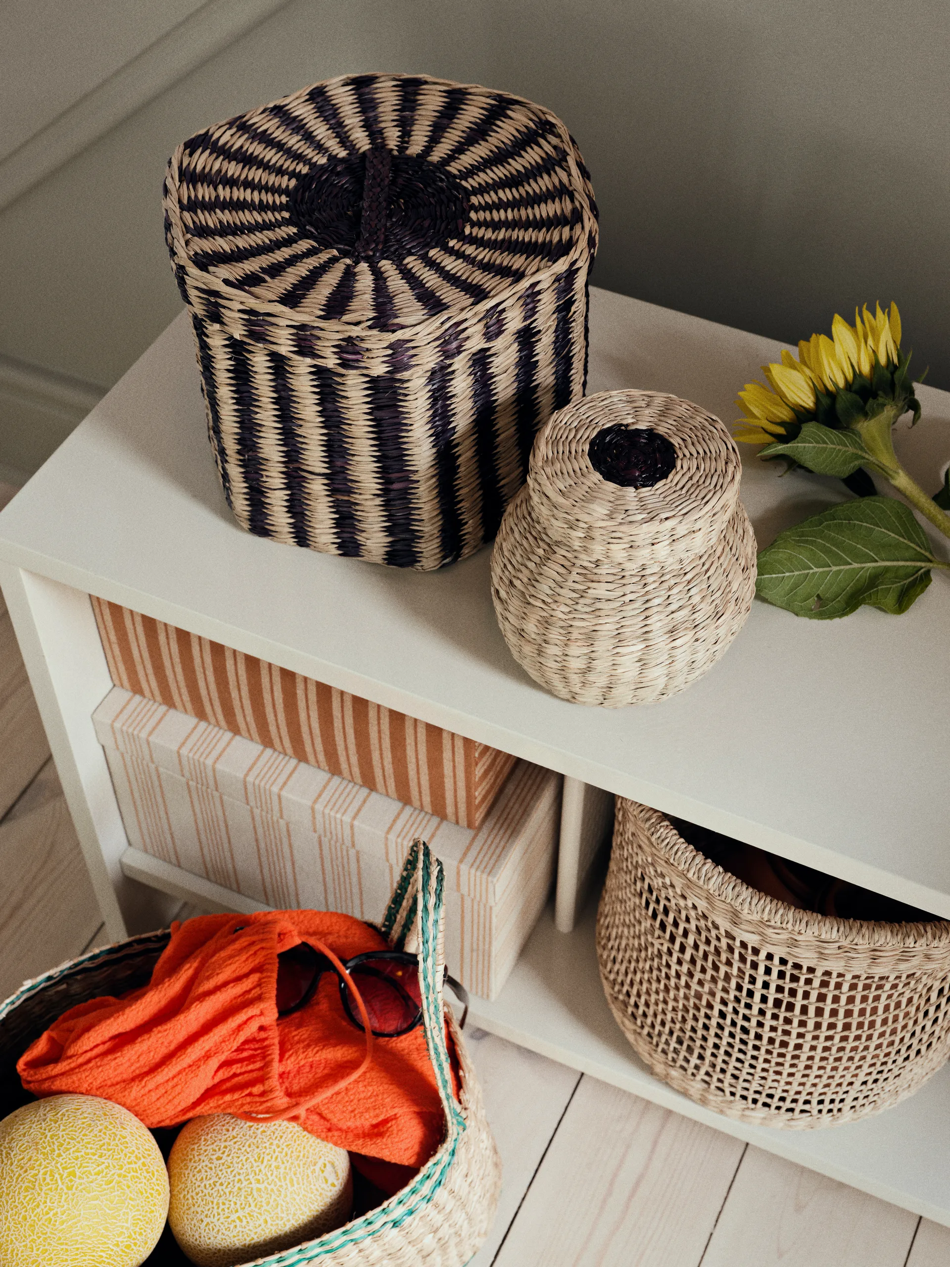 Lykke 収納ボックス 3個セット, Natural-green Broste Copenhagen | ブロスト コペンハーゲン